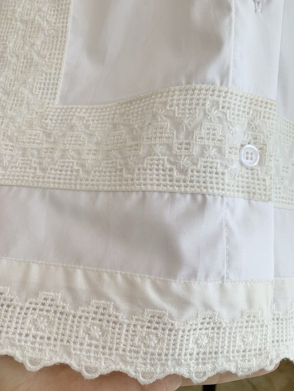 Helsa The Summer Overshirt With Vintage Swiss Embroidery in White - Picture 15 of 15